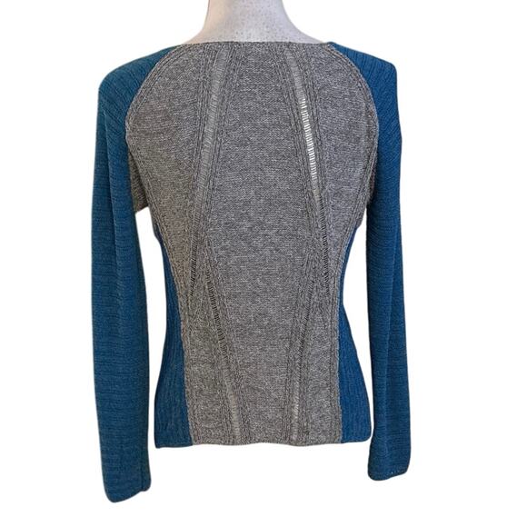 Helmut Lang Size XS Melange Colorblock Sweater Open Knit Blue Grey - Picture 3 of 6